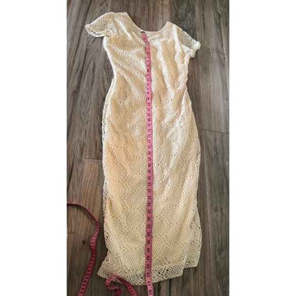 Vtg Newport News 6 Cream Crochet Lace Midi Dress feminine coquette festival Y2K - Picture 7 of 8